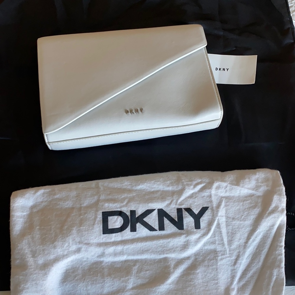 DKNY white clutch
